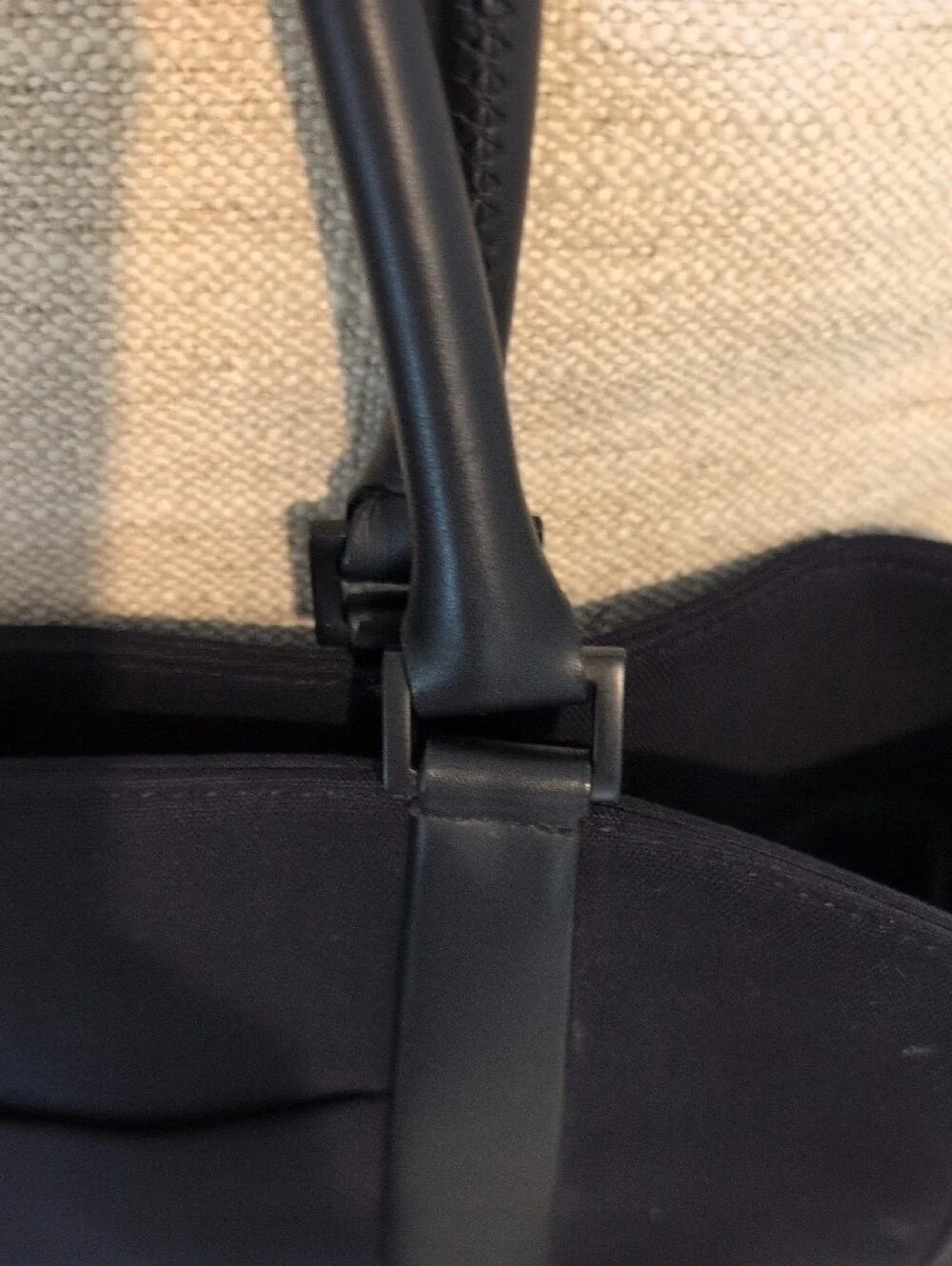 Vintage Tumi Black Canvas and Leather Tote Bag